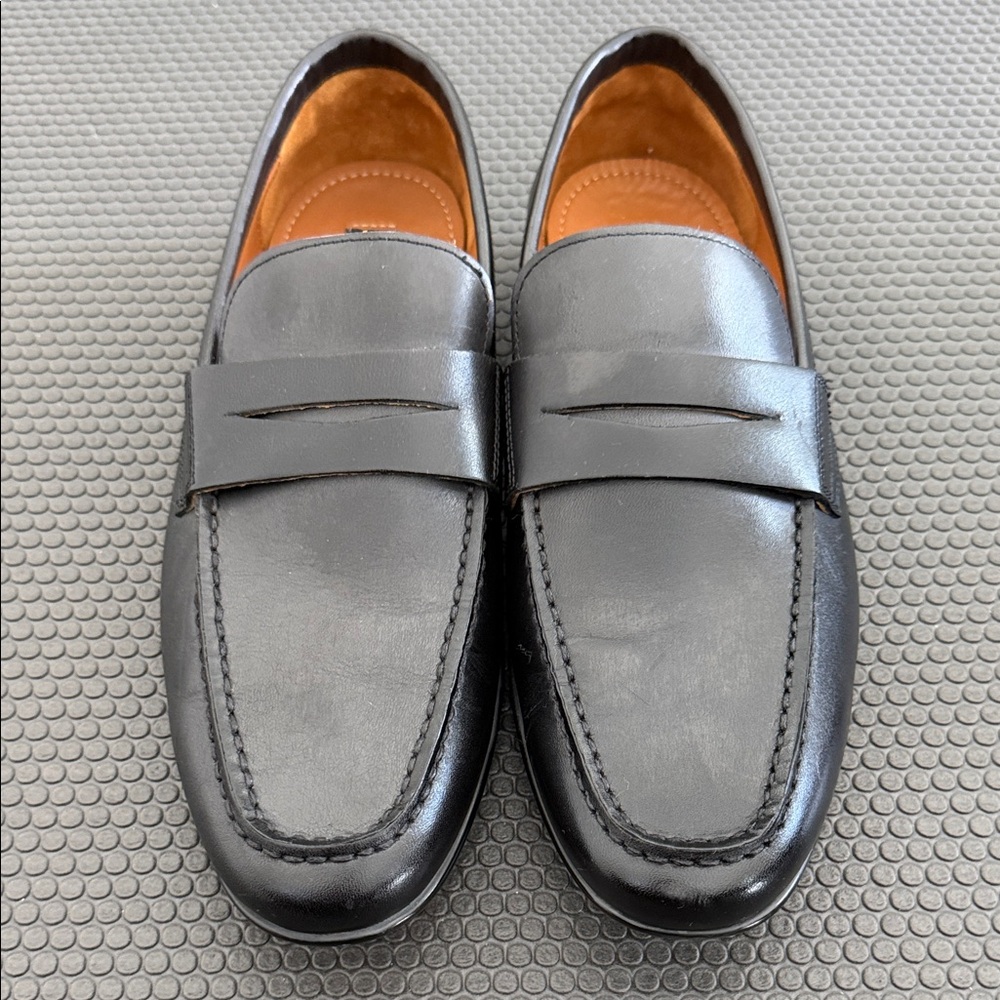 Gordon Rush Classic Black Leather Slip-Ons Connery 9.5 New